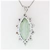 Image 5 : Vintage 14K White Gold Marquise Green Amethyst & 1.15 ctw Diamond Pendant Neckla