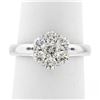 Image 1 : 18K White Gold 0.84 ctw Ideal Round Brilliant Cut Diamond Flower Cluster Ring