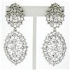 Image 1 : 18K White Gold 1.35 ctw Round Cut Diamond Long Drop Open Textured Dangle Earring