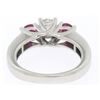Image 7 : 14k White Gold 3 Stone Engagement Ring w/ Ctr Round Diamond & 2 Blood Red Rubies