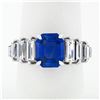 Image 2 : 18k Gold 5.91 ctw AGL Emerald Burma NO HEAT Sapphire & Step Baguette Diamond Rin