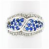 Image 1 : 14k White Gold .85 ctw Round Brilliant Tanzanite & Diamond Wide Cluster Band Rin