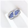Image 3 : 14k White Gold .85 ctw Round Brilliant Tanzanite & Diamond Wide Cluster Band Rin