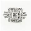 Image 4 : 18k White Gold 1.20 ctw Round & Princess Cut Diamond Tiered Square Cluster Ring