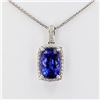 Image 2 : 9.20 ctw Tanzanite and 0.39 ctw Diamond Platinum Pendant/Necklace (GIA CERTIFIED
