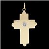 Image 3 : Vintage 14k Yellow Gold Wide Polished 0.15 ctw Bezel Diamond Cross Charm Pendant