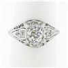 Image 1 : Antique Belle ï¿½poque Platinum 1.32 ctw European Diamond Filigree Engagement Ri