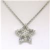Image 3 : NEW 14K White Gold 16" 0.64 ctw Round Baguette Diamond Open Star Pendant Necklac