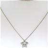 Image 4 : NEW 14K White Gold 16" 0.64 ctw Round Baguette Diamond Open Star Pendant Necklac