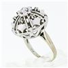 Image 9 : Vintage 14k White Gold 0.39 ctw Old Diamond Round Puffed Dome Bombe Platter Ring