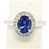Image 3 : Petite 14k White Gold 1.58 ctw Violet Blue Oval Tanzanite Round Diamond Halo Rin