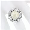 Image 3 : Vintage 18K White Gold Large Golden Pearl 2.10 ctw Tiered Double Diamond Halo Ri