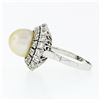 Image 6 : Vintage 18K White Gold Large Golden Pearl 2.10 ctw Tiered Double Diamond Halo Ri