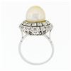 Image 9 : Vintage 18K White Gold Large Golden Pearl 2.10 ctw Tiered Double Diamond Halo Ri