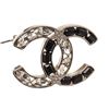 Image 5 : Chanel Black and Silver Pearl CC Rhinstone Brooch
