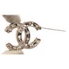Image 6 : Chanel Black and Silver Pearl CC Rhinstone Brooch