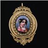 Image 3 : Antique Victorian 14k Rose Gold Large Detailed Hand Painted Medallion Pendant