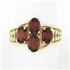 Image 1 : 10k Yellow Gold 3.50 ctw Prong Set Oval Cut Garnet Open Work Sides Wide Band Rin