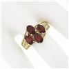 Image 3 : 10k Yellow Gold 3.50 ctw Prong Set Oval Cut Garnet Open Work Sides Wide Band Rin