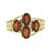 Image 4 : 10k Yellow Gold 3.50 ctw Prong Set Oval Cut Garnet Open Work Sides Wide Band Rin