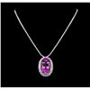 Image 1 : 14KT White Gold 71.43 ctw Kunzite and Diamond Necklace