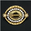 Image 3 : Antique Art Nouveau Handmade 14k Gold GIA Citrine & Seed Pearl Etched Pin Brooch