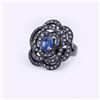 Image 2 : Blackened Sterling Silver Ring with Kyanite & Blue Sapphires by Victor Loo