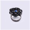 Image 5 : Blackened Sterling Silver Ring with Kyanite & Blue Sapphires by Victor Loo