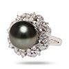 Image 2 : 12mm Black South Sea Pearl and 1.25 ctw Diamond Platinum Ring