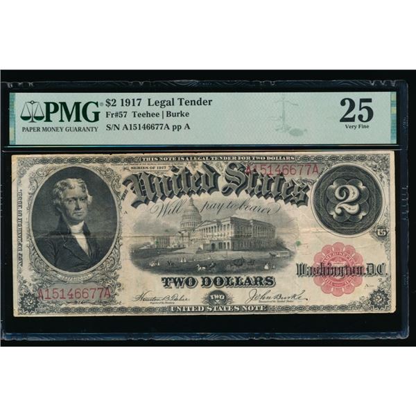 1917 $2 Legal Tender Note PMG 25