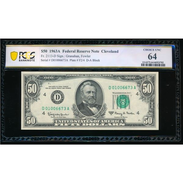 1963A $50 Cleveland FRN PCGS 64