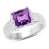 Image 1 : Plated Rhodium 2.5ct Amethyst and White Topaz Ring
