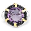 Image 2 : Plated Rhodium 6.56ct Amethyst and Black Spinel Ring
