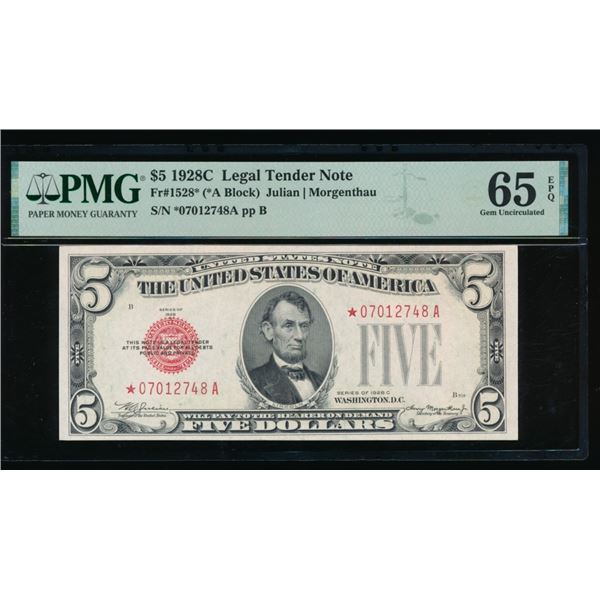 1928C $5 STAR Legal Tender Note PMG 65EPQ