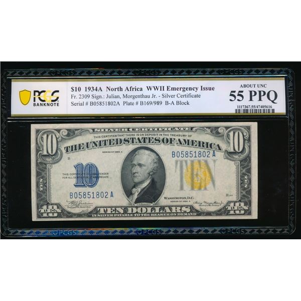 1934A $10 N Africa Silver Certificate PCGS 55PPQ