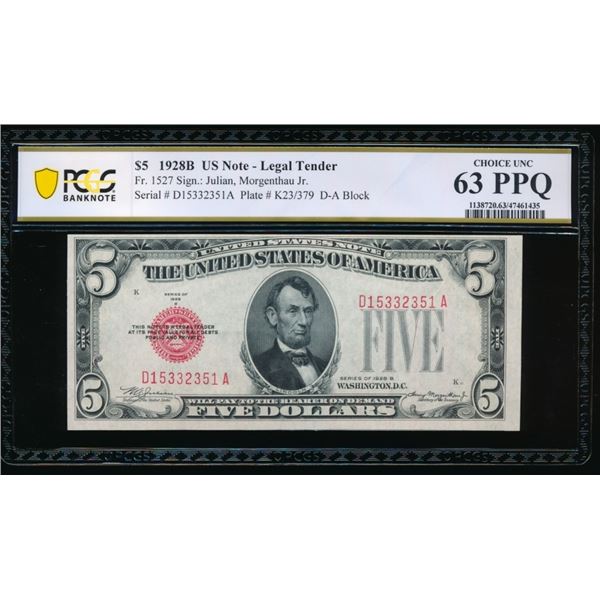 1928B $5 Legal Tender Note PCGS 63PPQ