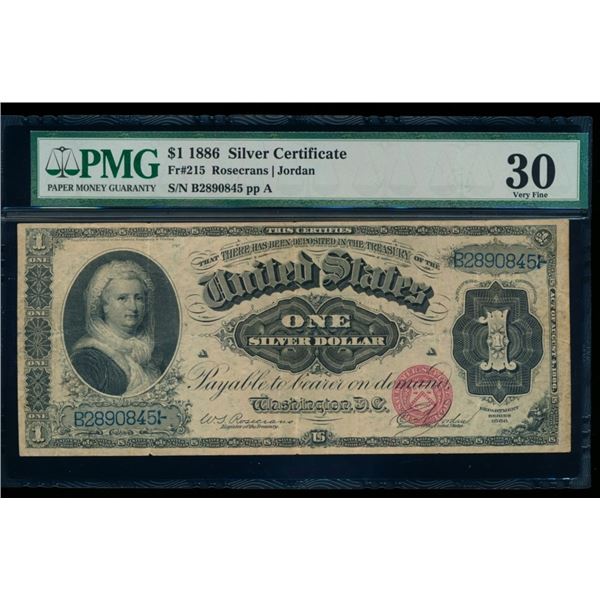 1886 $1 Martha Washington Silver Certificate PMG 30