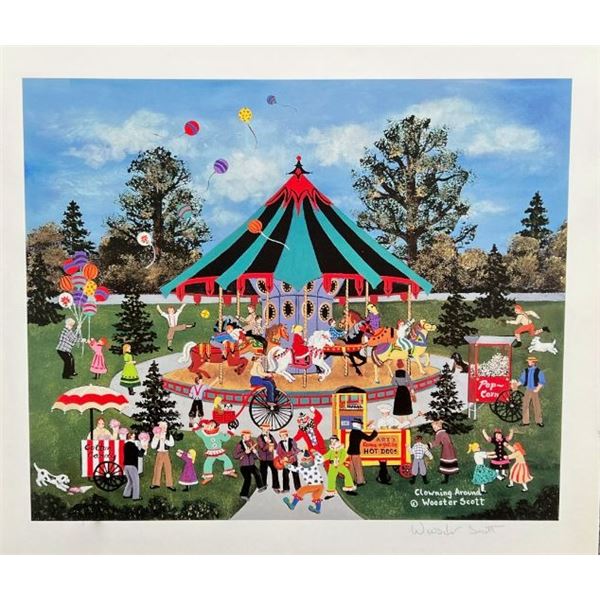 Jane Wooster Scott Clowning Around Hand Signed Limited Edition Lithograph