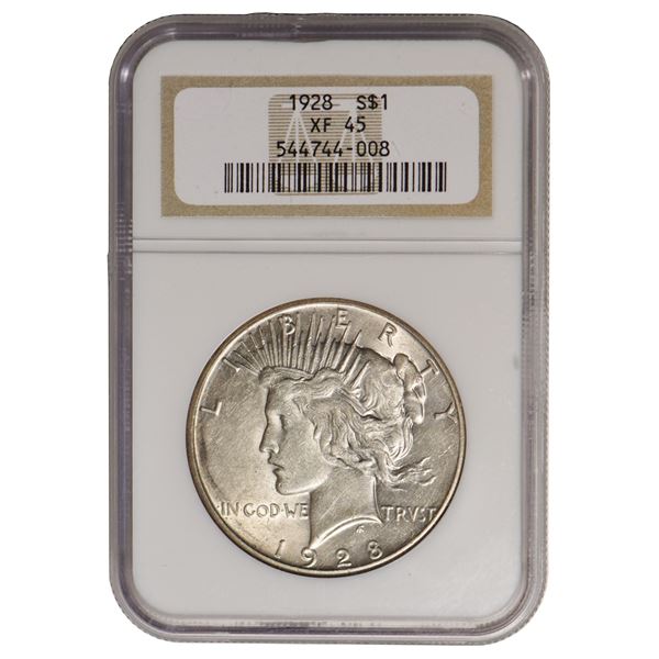 1928 $1 Peace Silver Dollar NGC XF45