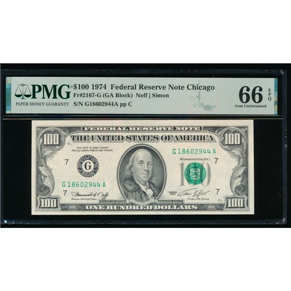 1974 $100 Chicago FRN PMG 66EPQ