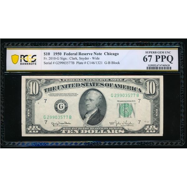 1950 $10 Chicago FRN PCGS 67PPQ