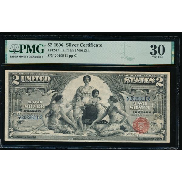 1896 $2 Educational Silver Certificate PMG 30