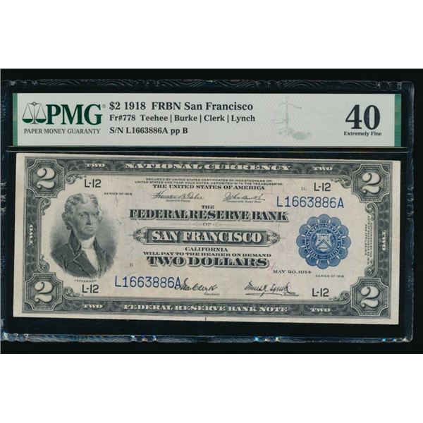 1918 $2 San Francisco FRBN PMG 40