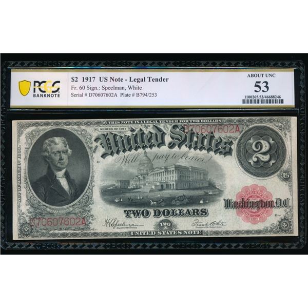 1917 $2 Legal Tender Note PCGS 53