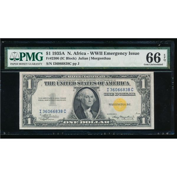1935A $1 N Africa Silver Certificate PMG 66EPQ