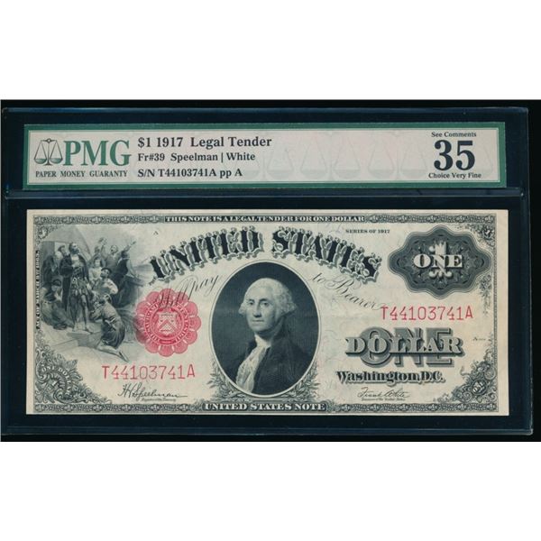1917 $1 Legal Tender Note PMG 35