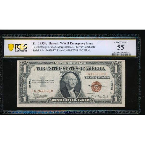 1935A $5 Hawaii Silver Certificate PCGS 55