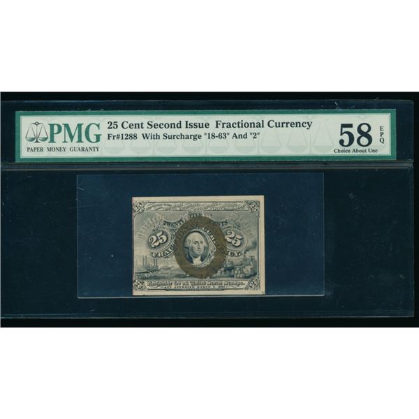 25 Cent Second Issue Fractional PMG 58EPQ