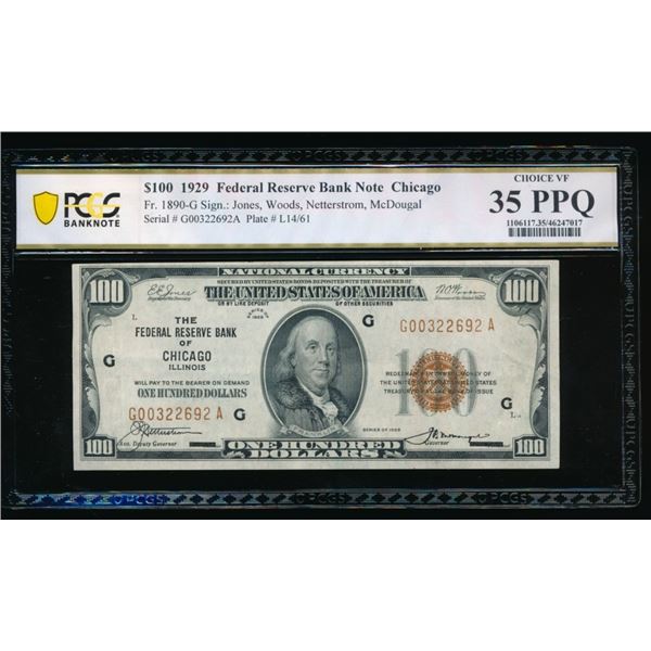 1929 $100 Chicago FRBN PCGS 35PPQ