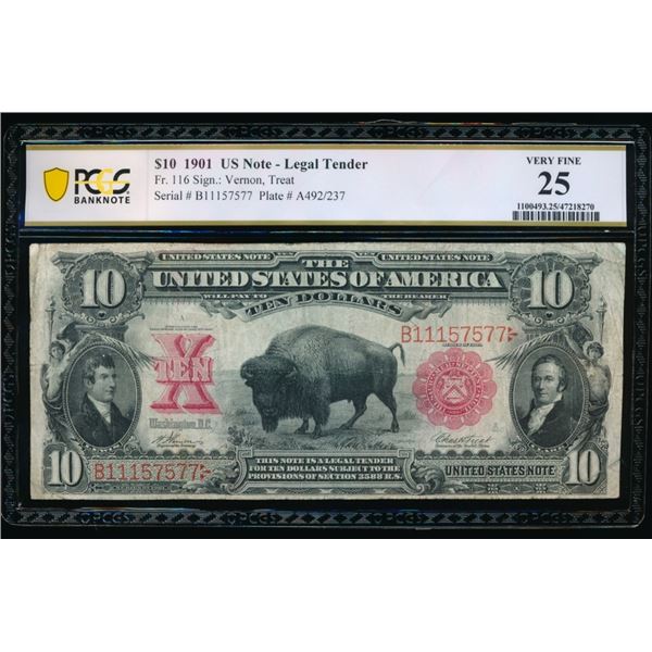 1901 $10 Bison Legal Tender Note PCGS 25